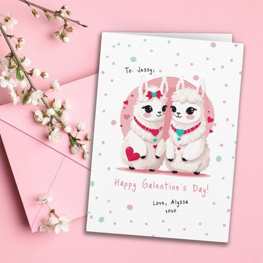 Sweet Pastel Llama Pun BFF Galentine's Day Kaart