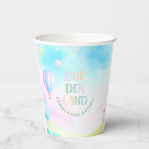 Sweet pastel onederland waterverf 1e verjaardag papieren bekers