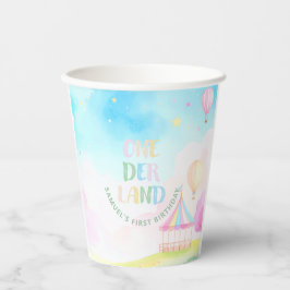 Sweet pastel onederland waterverf 1e verjaardag papieren bekers