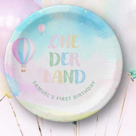 Sweet pastel onederland waterverf 1e verjaardag papieren bordje