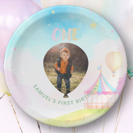 Sweet pastel onederland waterverf 1e verjaardag papieren bordje