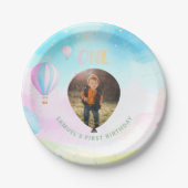 Sweet pastel onederland waterverf 1e verjaardag papieren bordje (Voorkant)