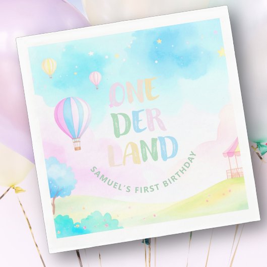 Sweet pastel onederland waterverf 1e verjaardag servet