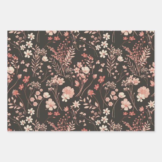 Sweet Pastel Peach Cream Rustieke Waterverf Bloeme Inpakpapier Vel (Voorkant 2)