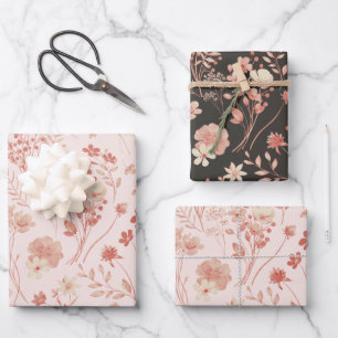 Sweet Pastel Peach Cream Rustieke Waterverf Bloeme Inpakpapier Vel