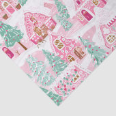 Sweet Pastel Roze Gingerbread Village Kerstmis Tissuepapier (Detail)