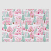 Sweet Pastel Roze Gingerbread Village Kerstmis Tissuepapier (Voorkant)