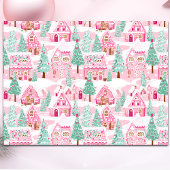 Sweet Pastel Roze Gingerbread Village Kerstmis Tissuepapier