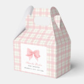 Sweet Pastel Roze Plaid Gingham Bow Baby shower Bedankdoosjes (Achterkant)