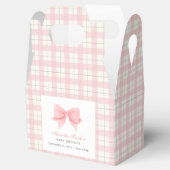 Sweet Pastel Roze Plaid Gingham Bow Baby shower Bedankdoosjes (Geopend)