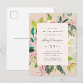 Sweet Pastel Waterverf Floral Vrijgezellenfeest Uitnodiging Briefkaart (Voorkant / Achterkant)