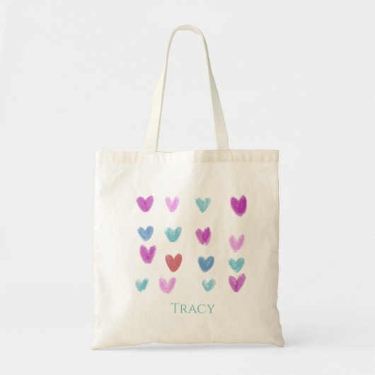  Sweet Pastel Waterverf Harten Tote Bag (Voorkant)