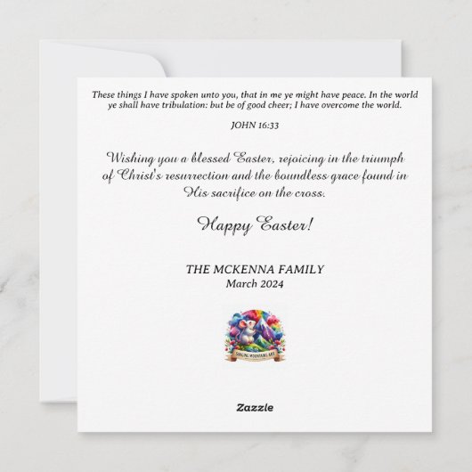 Sweet Pastel Waterverf Lam Konijnenbloemen Feestdagenkaart (Achterkant)