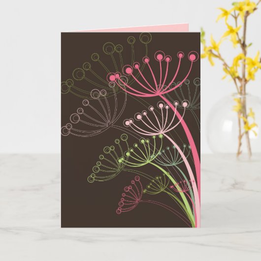 Sweet Pastels Roze Dandelions Modern Stijlvol Chic Kaart (Gele Bloem)