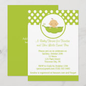 Sweet Pea Baby shower - Boy Pea in a Pod Kaart (Voorkant / Achterkant)