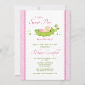 Sweet Pea Baby shower Invitation, Girl Pink Kaart (Voorkant)