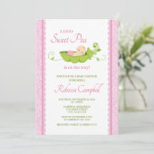 Sweet Pea Baby shower Invitation, Girl Pink Kaart (Staand voorkant)