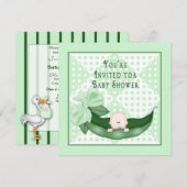 Sweet Pea Baby Shower Invitations (groen) Kaart (Voorkant / Achterkant)