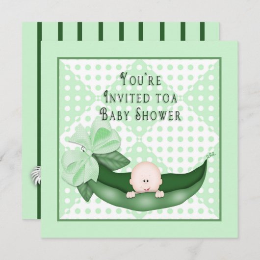 Sweet Pea Baby Shower Invitations (groen) Kaart (Voorkant / Achterkant)