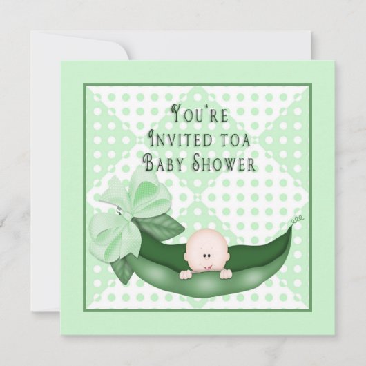 Sweet Pea Baby Shower Invitations (groen) Kaart (Voorkant)