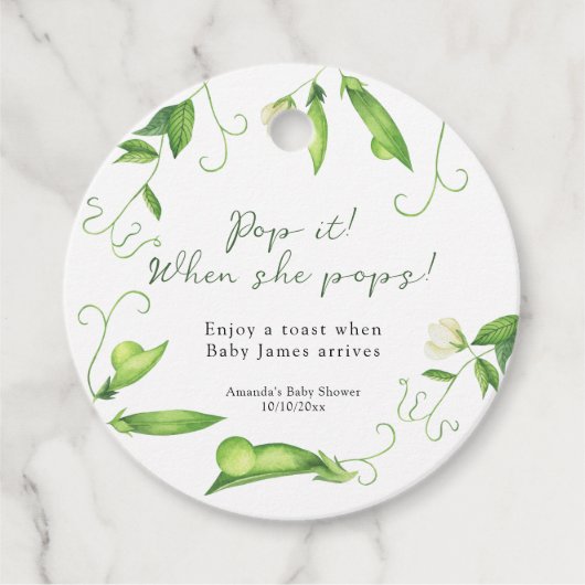 Sweet Pea Baby shower Pop het! Als ze poppen Bedankjes Labels (Voorkant)