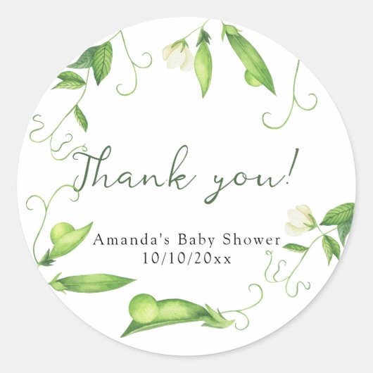 Sweet Pea Baby Shower Thank you Ronde Sticker (Voorkant)