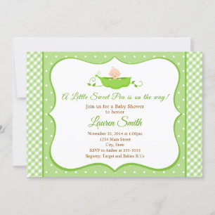 Sweet Pea Baby shower Uitnodiging Genderneutraal
