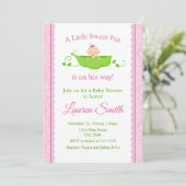 Sweet Pea Baby shower Uitnodiging roze Baby (Staand voorkant)
