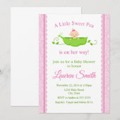 Sweet Pea Baby shower Uitnodiging roze Baby (Voorkant / Achterkant)