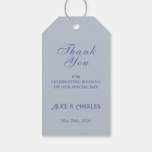 Sweet Pea Bloemen Blauw Dank u bruiloft Cadeaulabel (Achterkant)