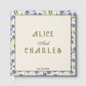 Sweet Pea Bloemen Blauw en Crème Gastenboek (Voorkant)