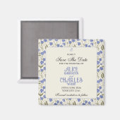 Sweet Pea Bloemen Blauw en Crème Magneet (Voorkant / Achterkant)