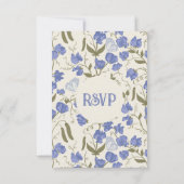 Sweet Pea Bloemen Blauw en Crème RSVP Kaartje (Achterkant)