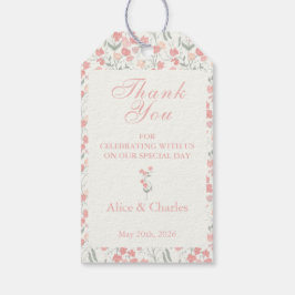 Sweet Pea Bloemen Roze Crème Dank U Trouwen Cadeaulabel