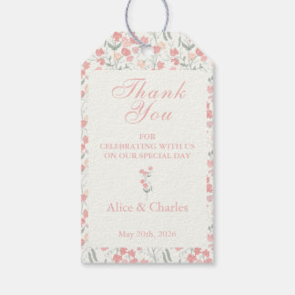 Sweet Pea Bloemen Roze Crème Dank U Trouwen Cadeaulabel