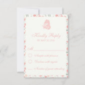 Sweet Pea Bloemen Roze en Crème RSVP Kaartje (Voorkant)