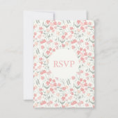 Sweet Pea Bloemen Roze en Crème RSVP Kaartje (Achterkant)