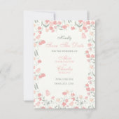 Sweet Pea Bloemen Roze en Crème Save The Date (Voorkant)