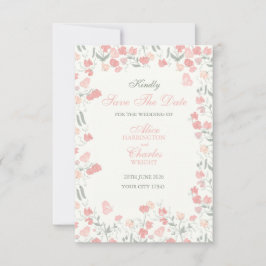 Sweet Pea Bloemen Roze en Crème Save The Date