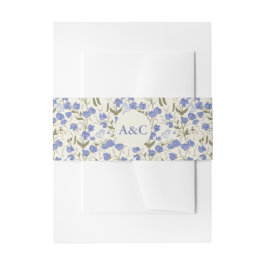 Sweet Pea Blue Cream Bloemen Trouwen Uitnodigingen Wikkel