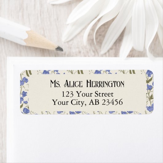 Sweet Pea Blue en Cream Etiket (Insitu)