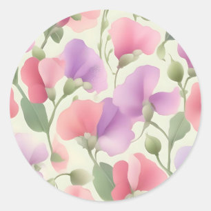 Sweet Pea Charming Retro Pastel Ronde Sticker