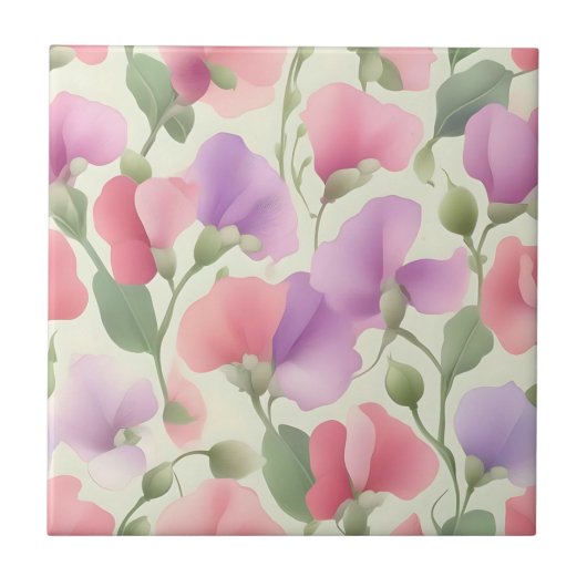 Sweet Pea Charming Retro Pastel Tegeltje (Voorkant)