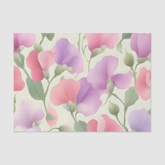 Sweet Pea Charming Retro Pastel Tissuepapier (Voorkant)
