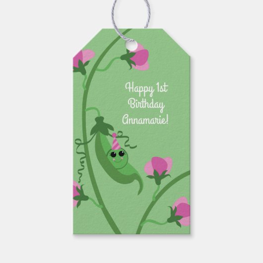 Sweet Pea Cute 1e verjaardag Cadeaulabel (Voorkant)