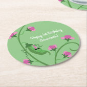 Sweet Pea Cute 1e verjaardag Ronde Kartonnen Onderzetter (Gebogen)