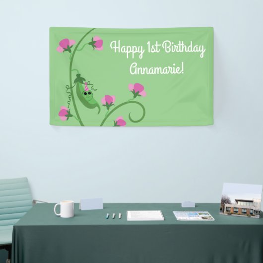 Sweet Pea Cute 1e verjaardag Spandoek (Beurs)