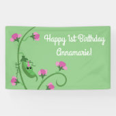 Sweet Pea Cute 1e verjaardag Spandoek (Horizontaal)