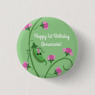 Sweet Pea Cute 1st Birthday Party Ronde Button 3,2 Cm