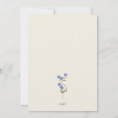 Sweet Pea Floral Blue en Cream bruiloft uitnodigin Kaart (Achterkant)